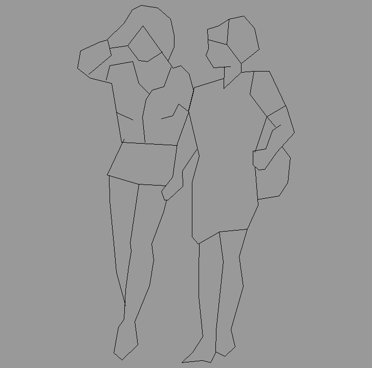 Bloque Autocad Vista de Mujeres 65 en Alzado detallado